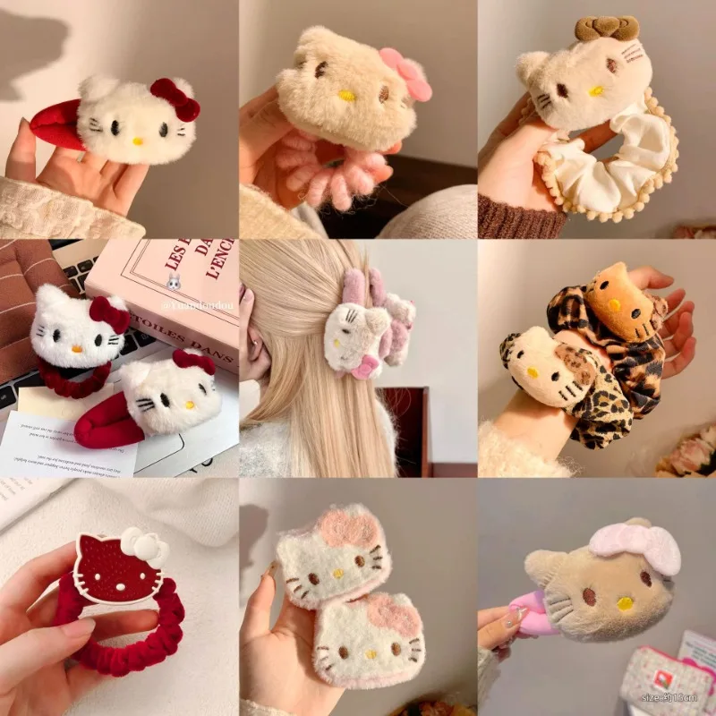 

Hello Kitty Hairpin Female Cartoon Cute Girl Side Clip Student Sweet Hairstring Hairpin Headwear Female Accessories Wholesale