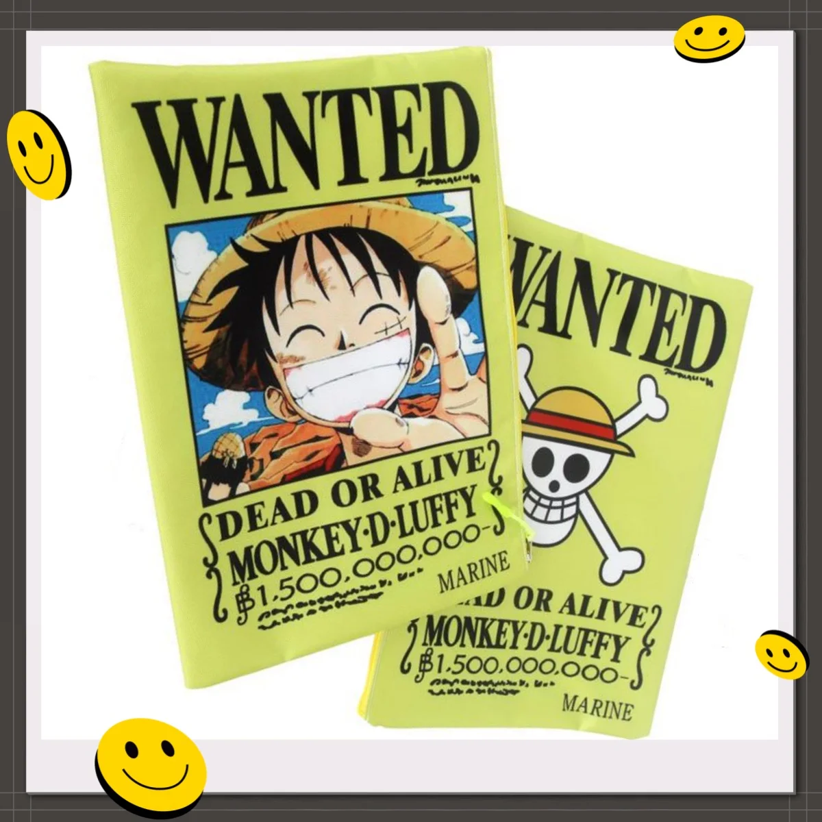One Piece Anime Aktenmappe A4 mit Reißverschluss, Luffy Niedliche Oxford-Stoff Prüfungspapiertasche, Schüler-Schreibwaren Federmäppchen für den Schulanfang