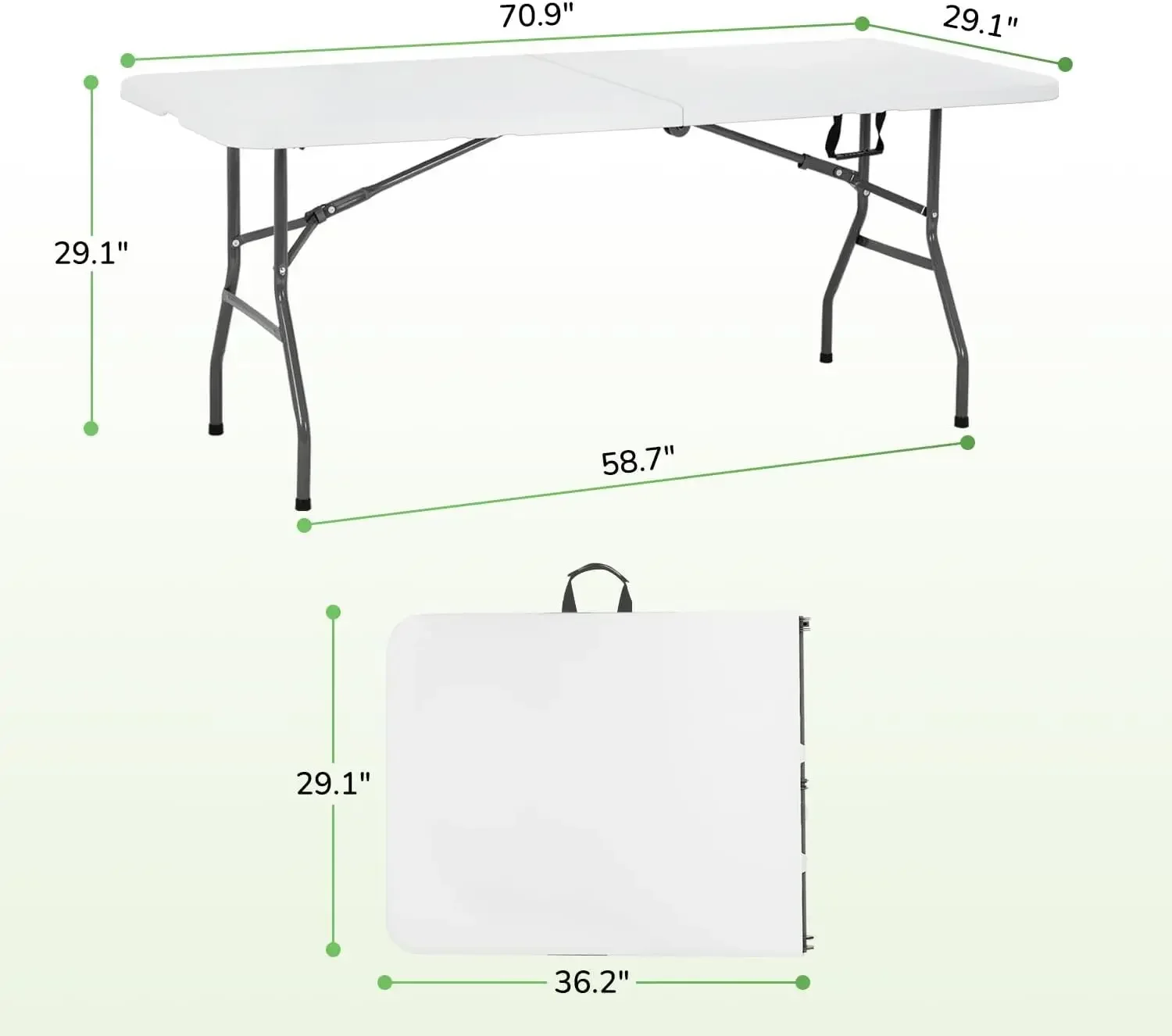 Klapptische aus Kunststoff, 4/6/8 Fuß Klapptisch, halb tragbar, faltbar, für Partys, Hochzeiten, Grillen, Camping