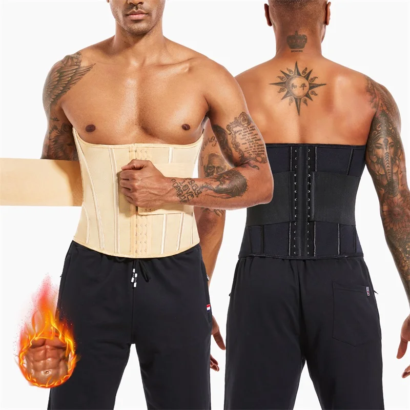 Waist Trainer Trimmer for Men Tummy Control Shapewear Polyester Fiber Sweat Belt Slimming Body Shaper Men's Sport Workout Corset