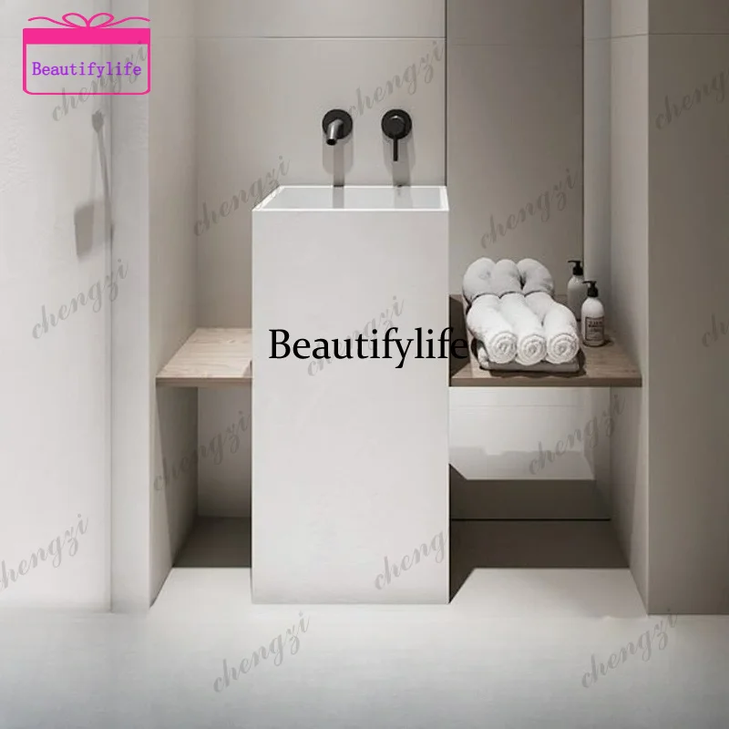 Modern simple countertop artificial stone integrated floor bathroom wash basin  a17