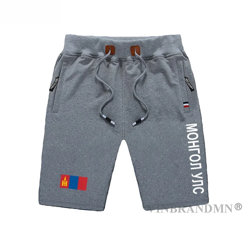 Pantalones cortos de Mongolia para hombre, pantalones cortos de playa para hombre, pantalones cortos con bandera para entrenamiento, bolsillo con cremallera, sudor, culturismo, 100% algodón, MNG, mongol