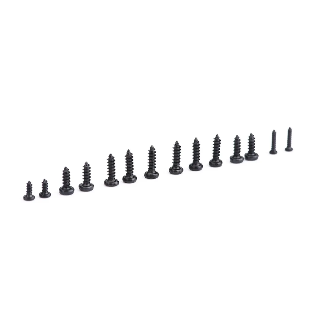 1000Pcs M1 M1.2 M1.4 M1.7 Self-Tapping Screws Pan Head Black Machine Screws Carbon Steel Tiny Screws