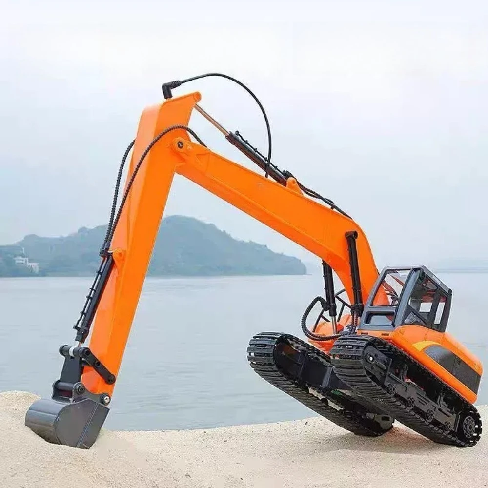 551 Remote Control Diecast Excavator 1/14 Scale 15-Channel Extended Electric Construction Vehicle Boy's Simulation Toy Car Model