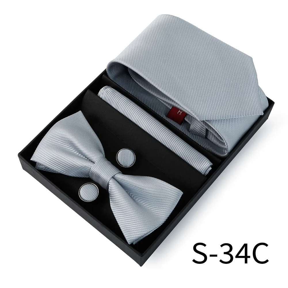 business formal Men's bow tie cufflink square suit Fashion gentleman four-piece business casual wedding red black