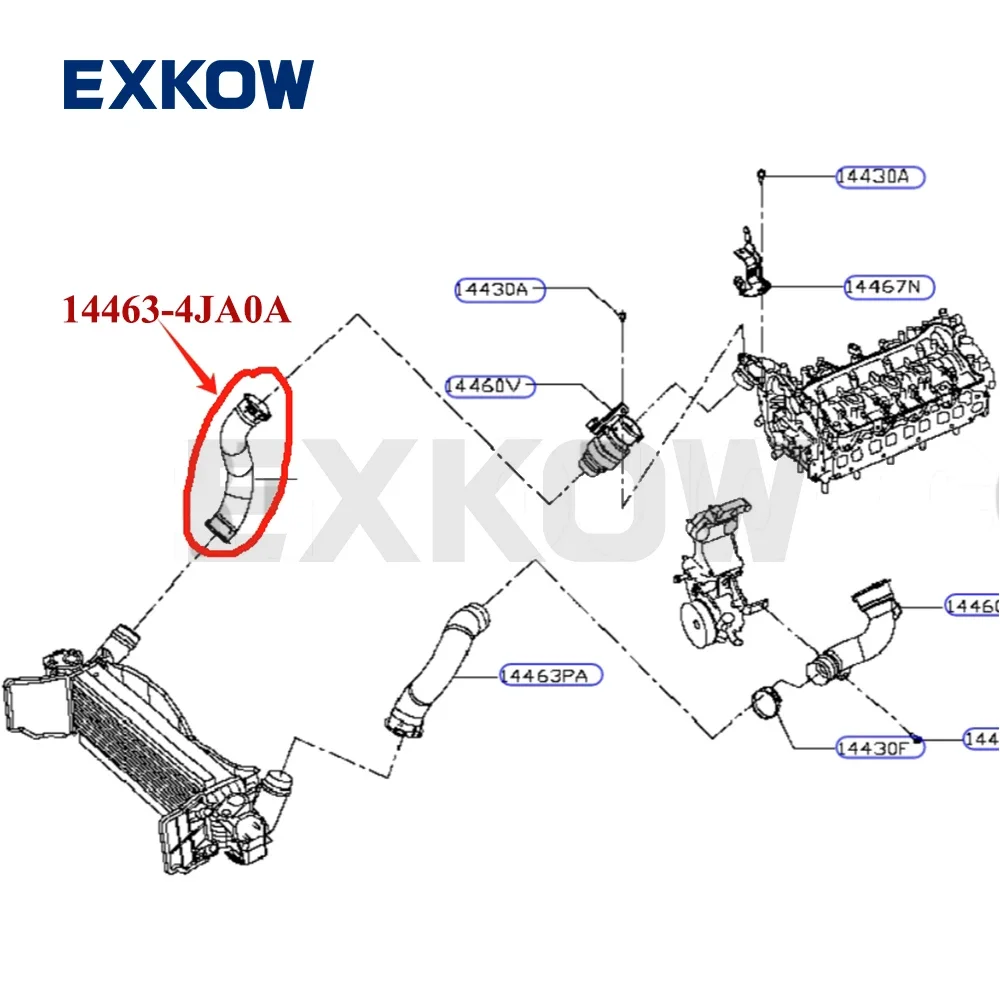 Turbocharger Intercooler Air Inlet Hose for Nissan Navara NP300 Pickup Frontier D23 YS23 2015 2016 2017- 14463-4JA0A 14463-4JA0C