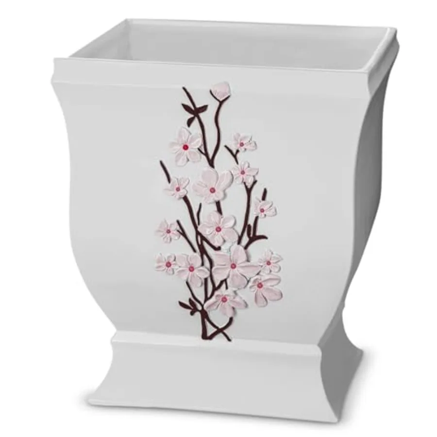 

Vanda White 1.48 Gal/ 5.6L - Decorative Designed Wastebasket - Durable Small Bathroom - Waste Basket for Bathroom Powder Room B