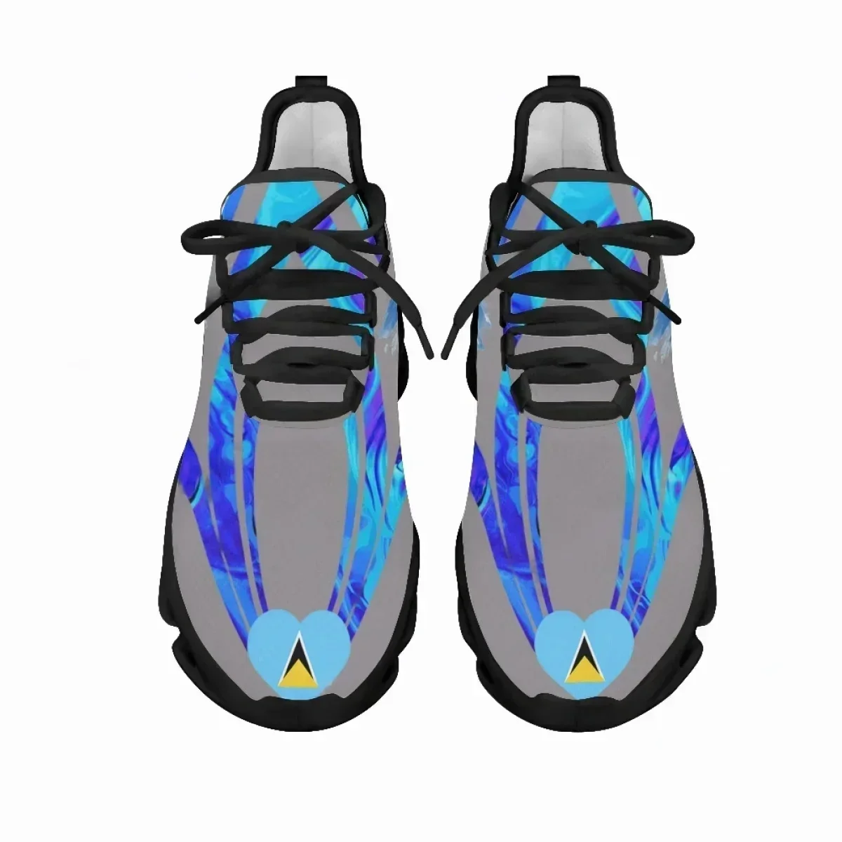 Hot Saint Lucia Printing Women Lace Up Flat Shoes Summer Mesh Breathable Custom National Sneaker Shoes for Girls Light Flats