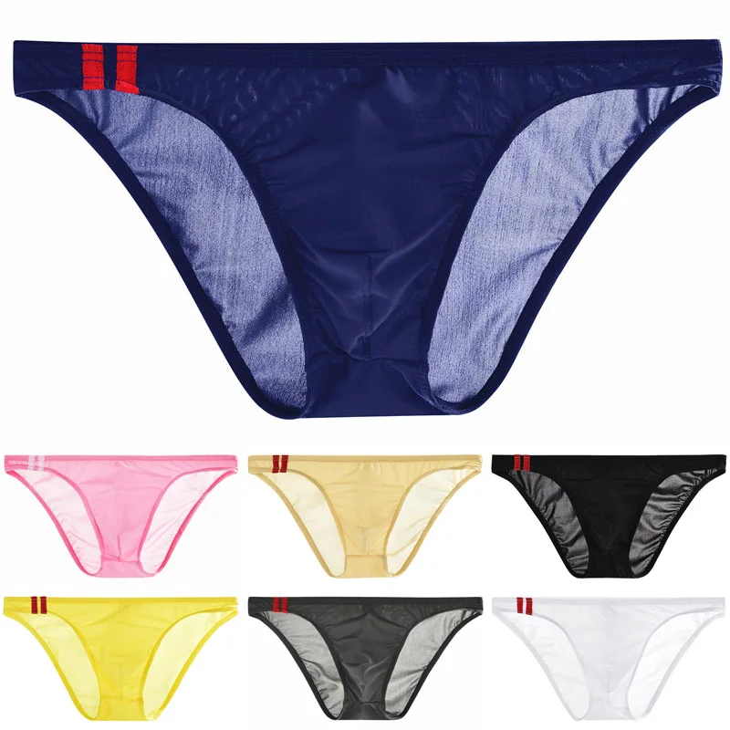 Sexy Men's Briefs Soft Breathable Ice Silk Underwear Hot Hips Up Transparent Jockstrap Sexy Colorful Underpants