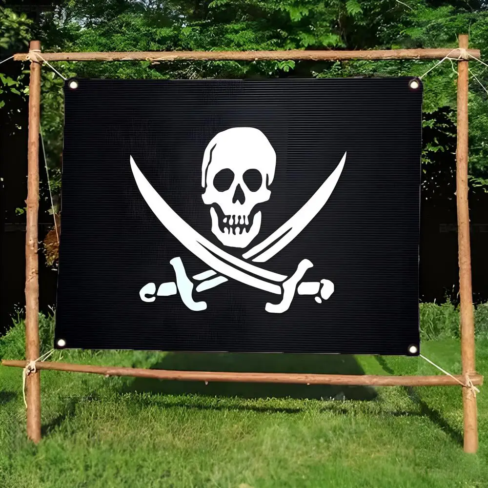 Calico Jack jolly roger Flags Borderless four-ring ornament indoor outdoor decoration effortless to hang