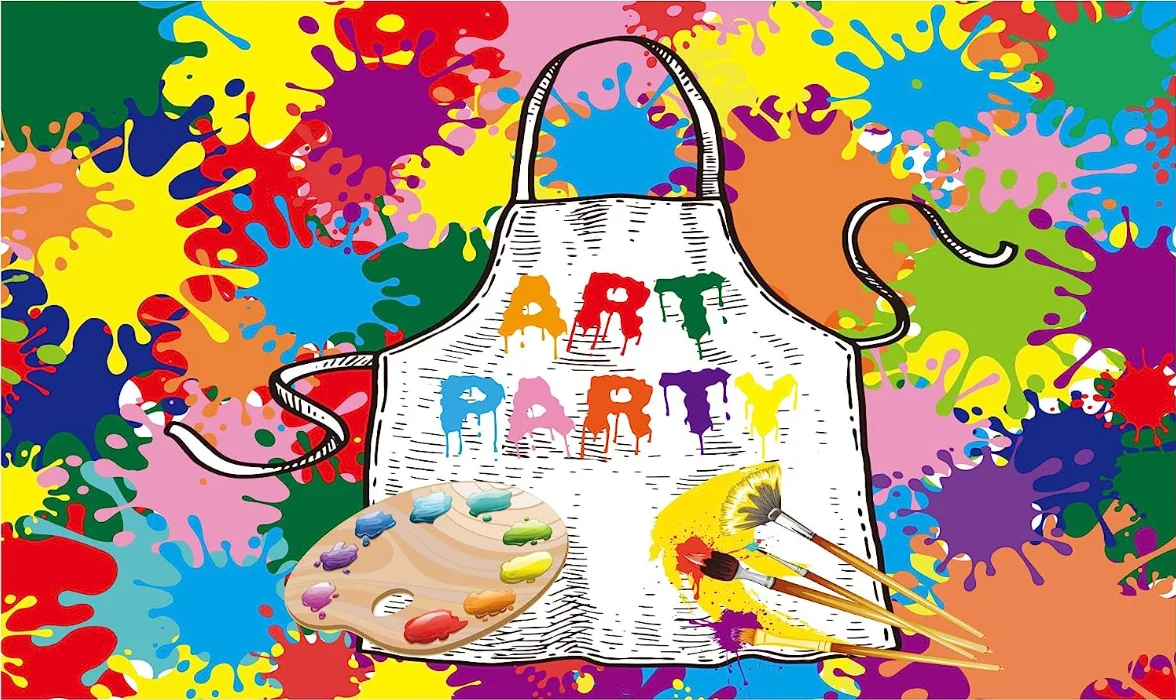 Art Paint Party Backdrops Kids Artist Birthday Background Dress for A Mess Painting Splatter Photo Background Graffiti Wall