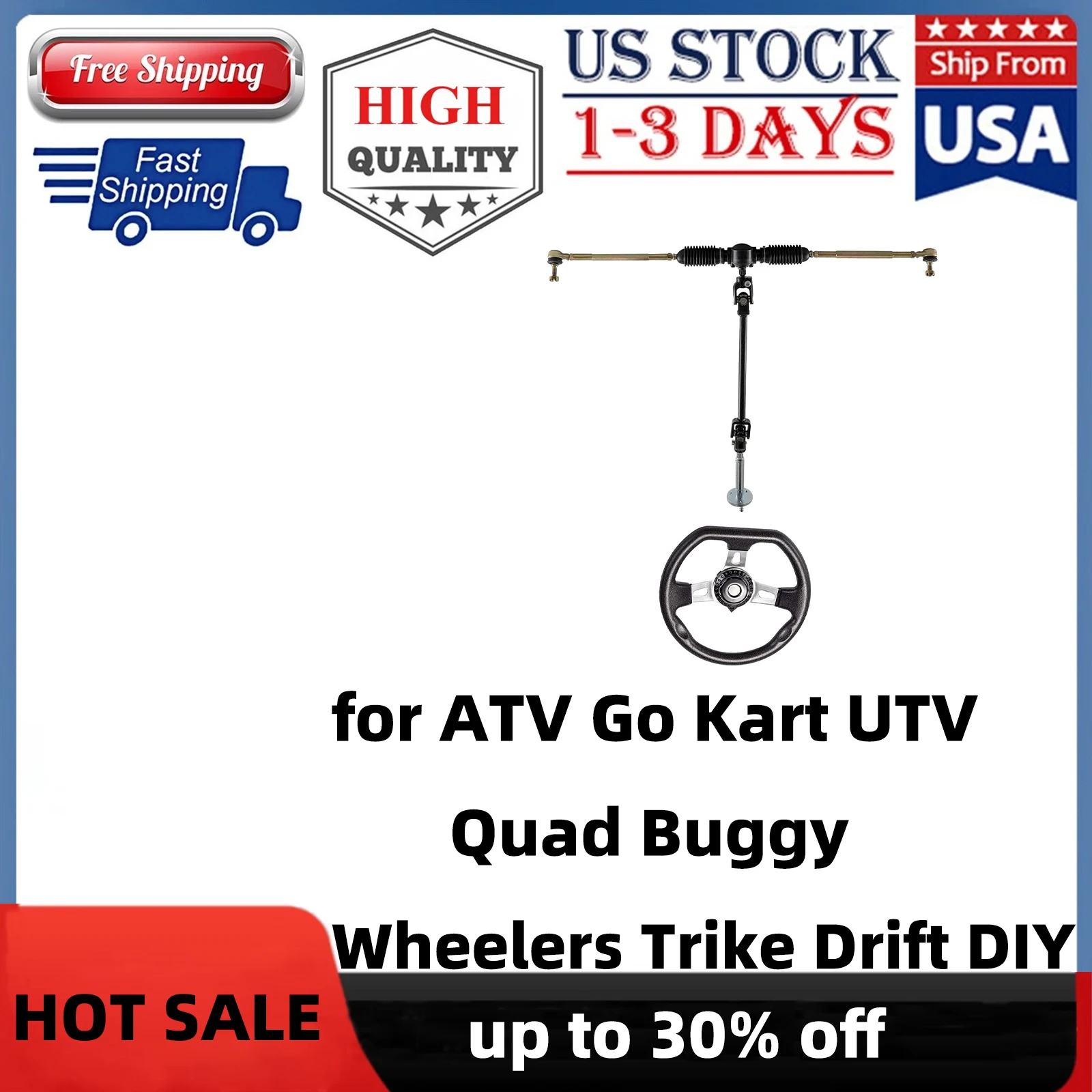 

Go Kart Steering Wheel Set Assembly Tie Rod Gear Rack Shaft Kit Mini Bike Trik ATV Quad Buggy Electric 110cc 125cc 150cc