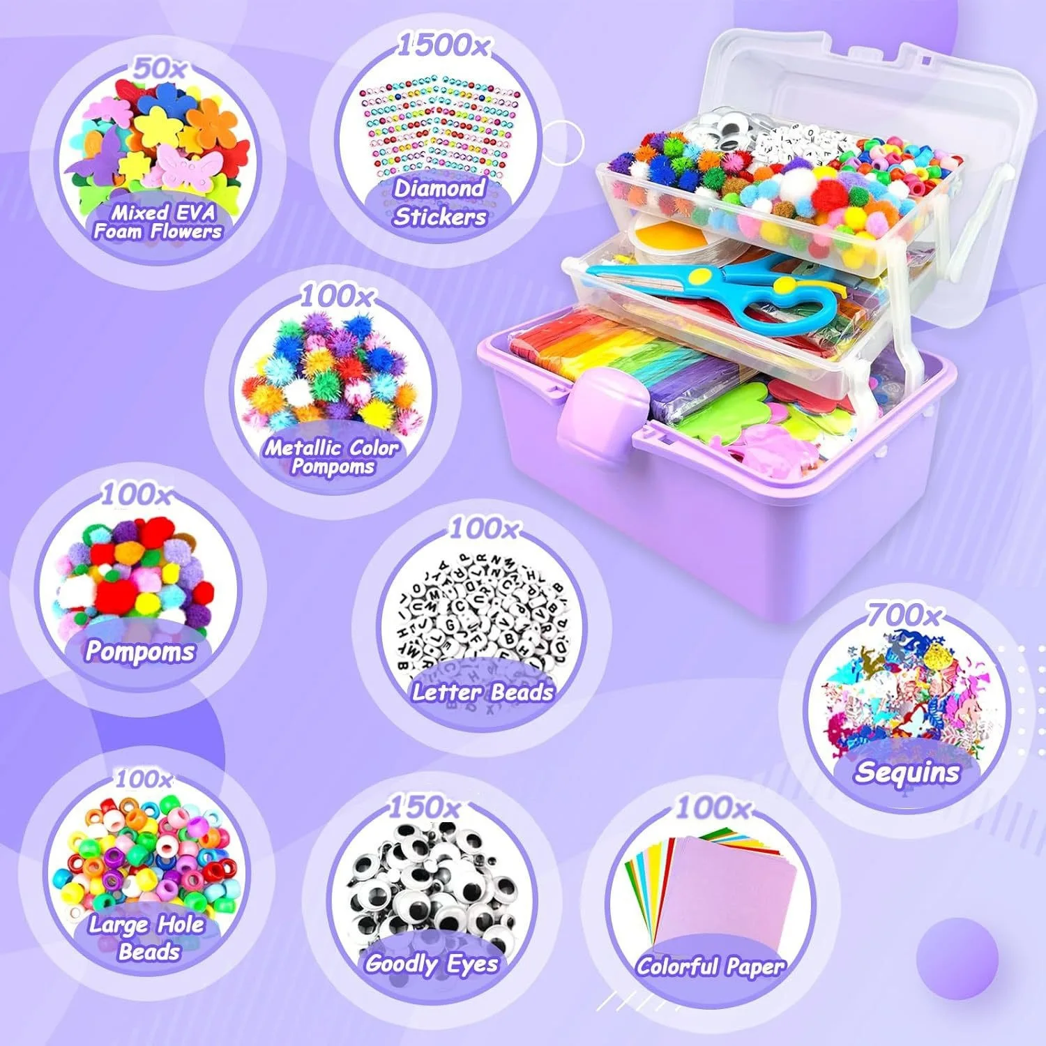 Colorful Pipe Cleaner Craft Kit with Storage Box,  Kids DIY Handmade Educational Toy Gift for Kindergarten Boys Girls