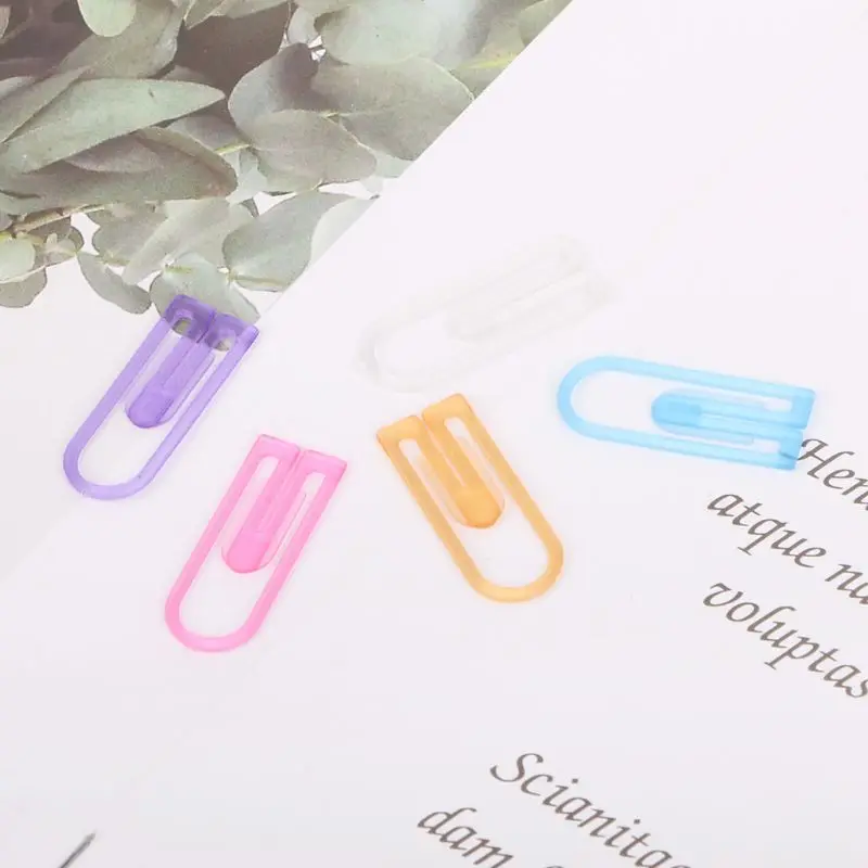 60pcs Small Mini Paperclip Candy Color Clear Stationery Binder Clip Table