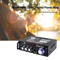 12V 220V 2CH LCD Display 300W+300W Digital HIFI Audio Stereo Power Amplifier Bluetooth-compatible Radio With EU Remote Control