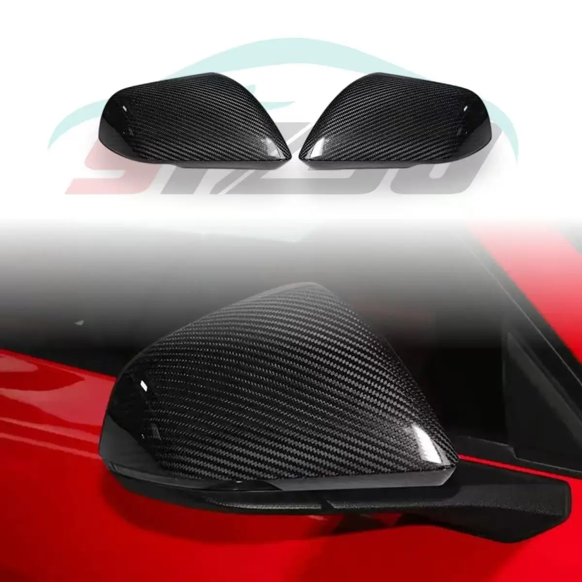 

For Ford Mustang 2015-2022 European Version Left Hand Drive Add On Type Real Carbon Fiber Rear View Mirror Cover Body Side Caps