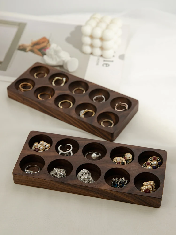 

Walnut Ring and Ear Studs Storage Display Tray, Jewelry Counter, Creative Rack, Live Props, New