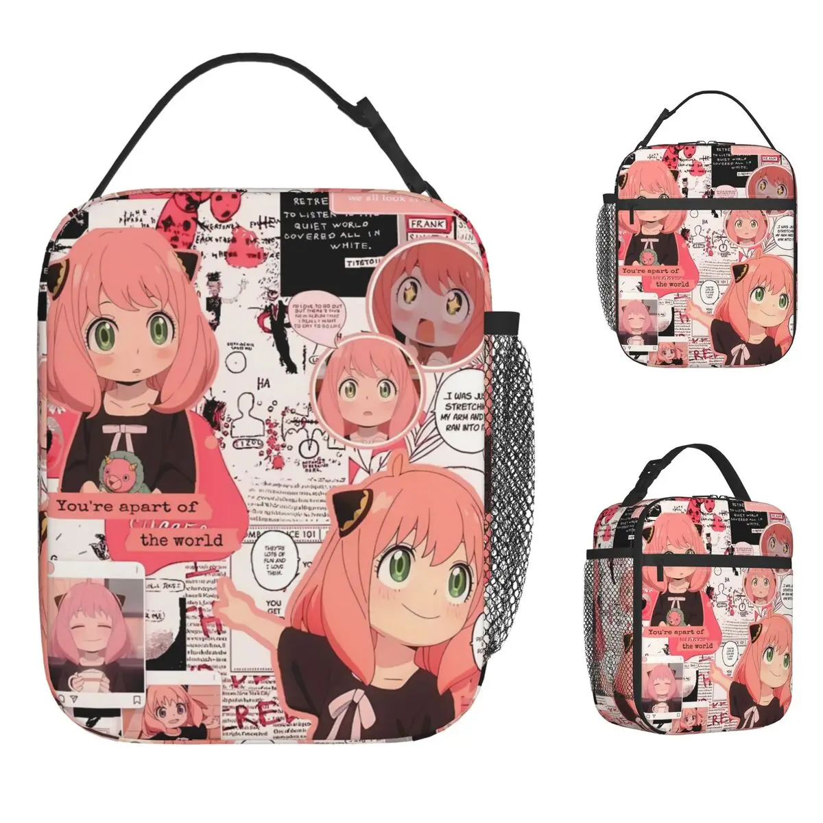 

Spy X Family Anya Bond Cartoon Anime Lunch Bag For Girls Lunch Box Office Cooler Bag Zipper Waterproof Thermal Lunch Bags