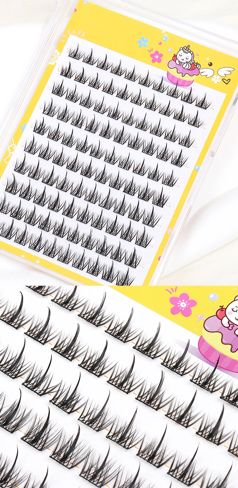 DINGSEN 10 Reihen Kleberfreie Cluster-Wimpernverlängerung Natürliche Einzelwimpern Weiche Großhandels-Falsche Wimpern für Make-up – Detail 7
