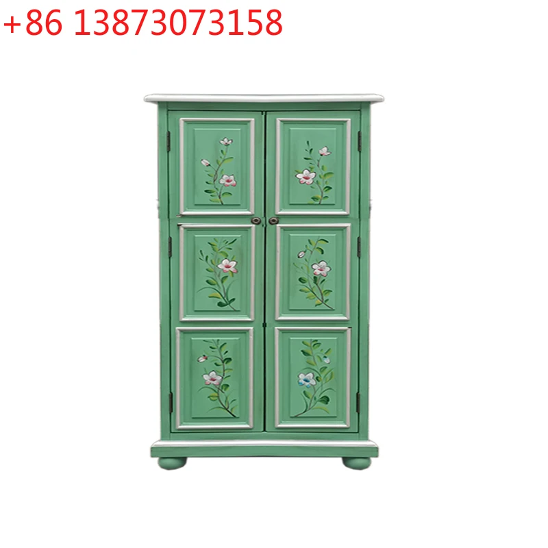 Small apartment flower and bird painted multi-layer activity baffle shoe cabinet dining edge folding door porch partition