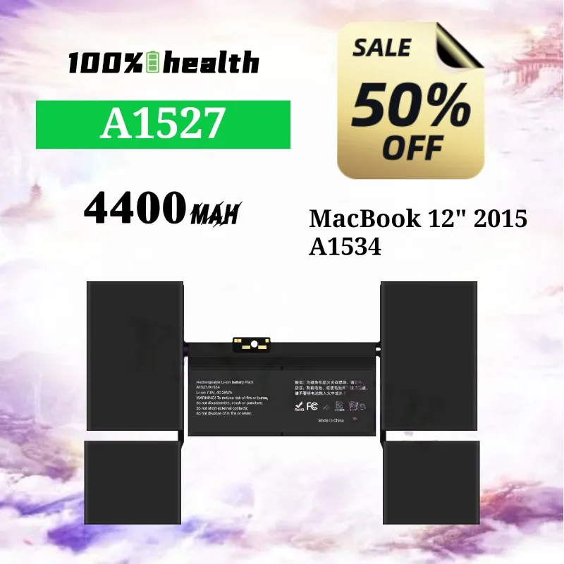 

A1527 4400mAh Laptop Battery for Apple MacBook 12'' 2015/A1534 Lithium Rechargeable Battery