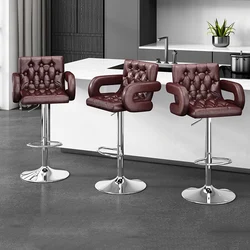 Soft Accent Chair Office Leather Modern Adjustable Swivel Relaxing Comfortable Bar Stools Nordic Bancos De Bar Salon Furniture