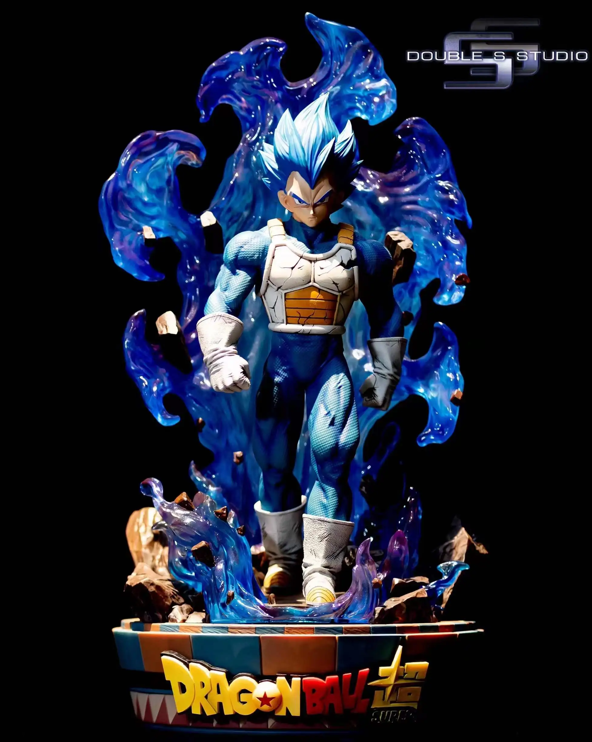 45Cm Double S Studio Gk Anime Character Figure Dragon Ball Super Dark Blue Bejita Vegeta Luminous Model Ornaments Statue Toys