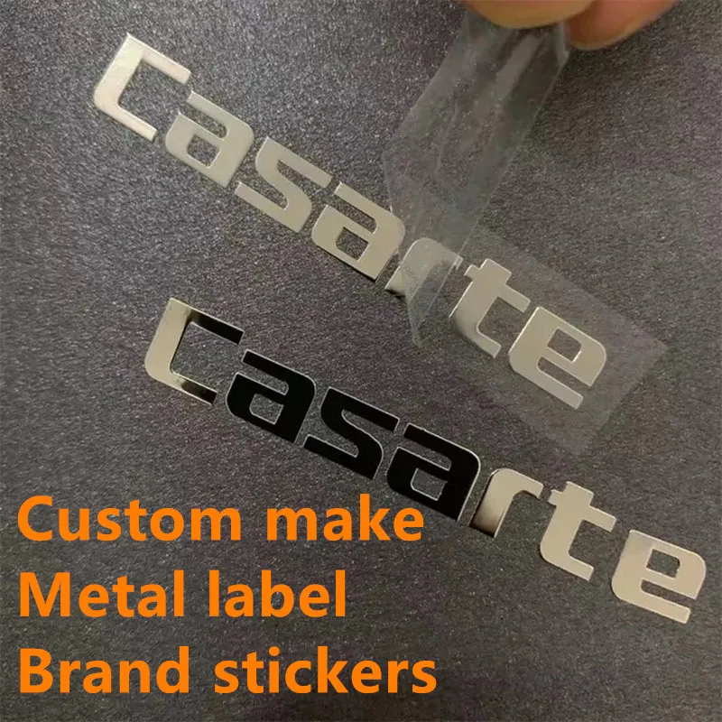 Custom 3D Transfer Metal Sticker, Self Adhesive, Gold Electroforming Metal, Hollow Name Stickers, Logo UV Print Label Your Brand