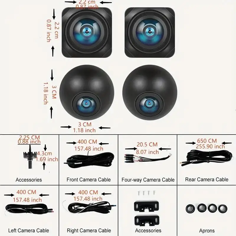 Ultimate 360° Panoramic Camera Set 4CH AHD 720P/1080P Vehicle Surround View Parking Assist Starlight Sensor Reverse Aid