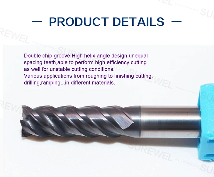 SUREWEL Vollhartmetall-Fräser 4mm 6mm 8mm 10mm 12mm Effiziente Bearbeitung Fräswerkzeug Bevorzugte Wahl für die Verarbeitung von Edelstahl – Detail 6