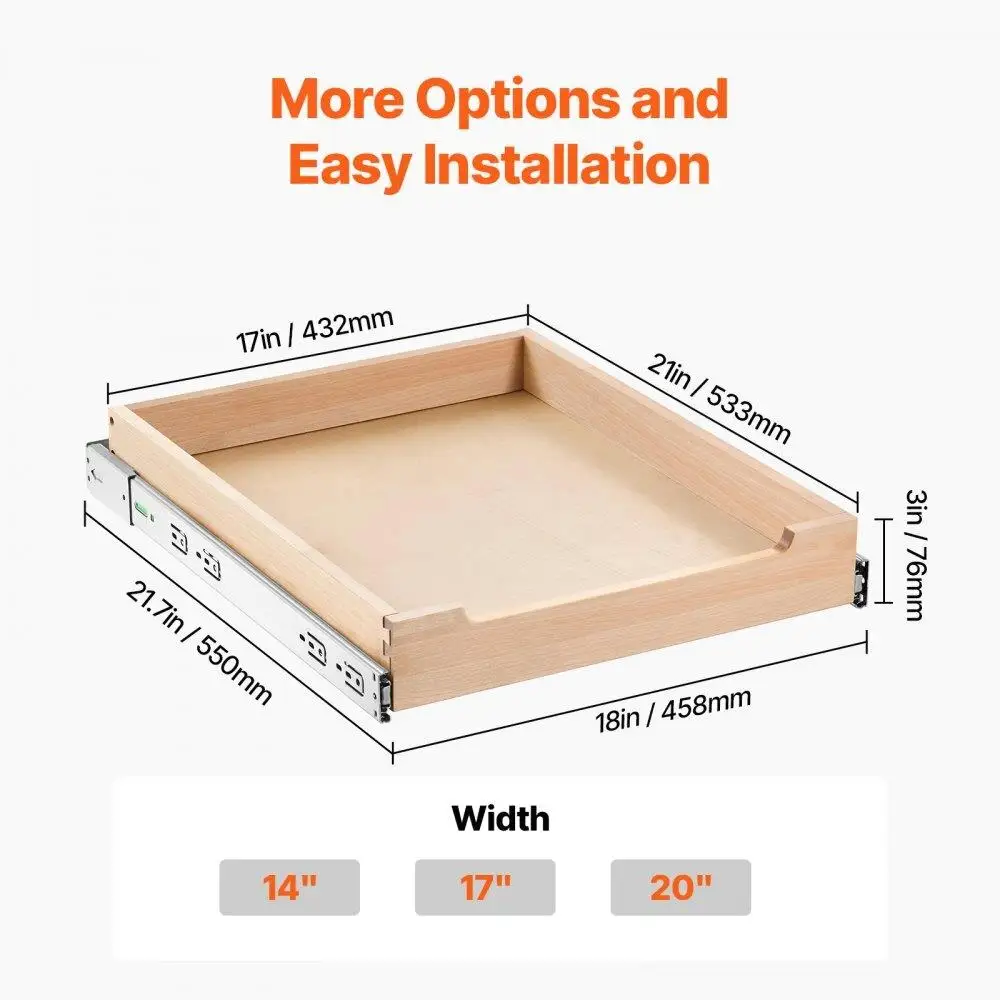 منظم خزانة خشبي قابل للسحب، حل تخزين لدرج الرف والإغلاق الناعم 17 وات × 21 دي #5