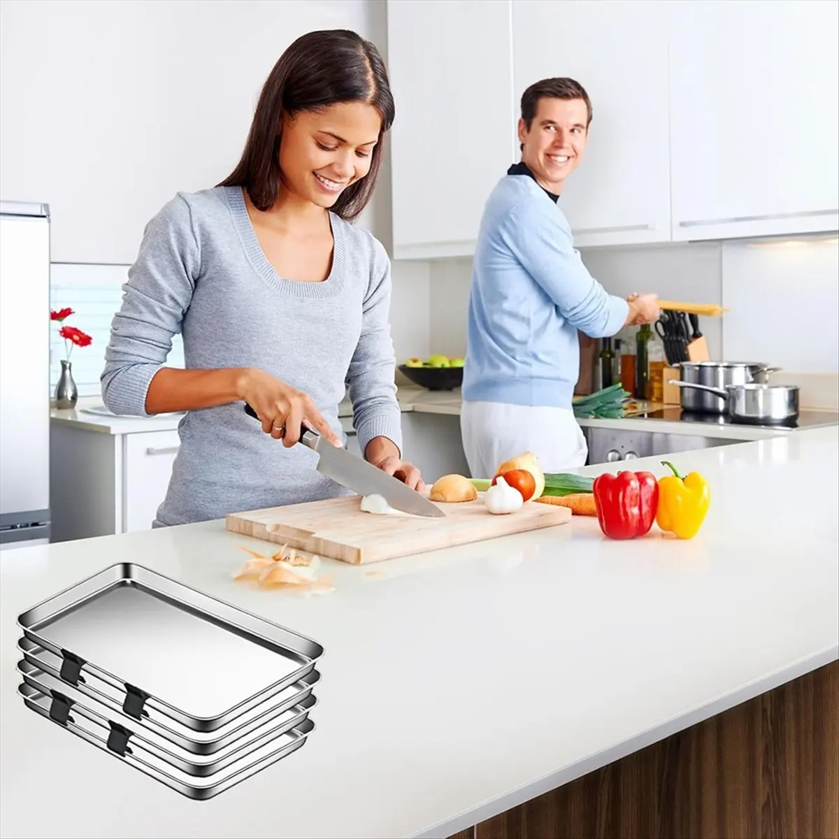 

[CLOS] 12PCS Baking Sheet Stackers Tray Stackers Baking Sheet Rack Tray Stackers for Cookie Sheets for Kitchen, Picnic, BBQ