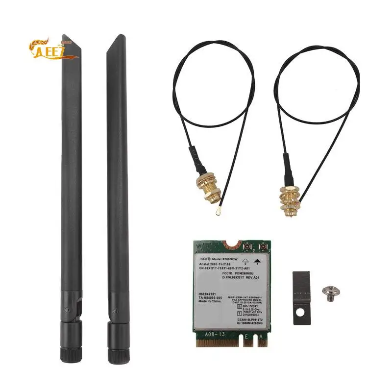 AEE7-8260 8260NGW Wifi Card+2X8DB Antenna 2.4G/5Ghz 867M Bluetooth 4.2 NGFF M.2 Wifi Wireless Card Module For AC 8260