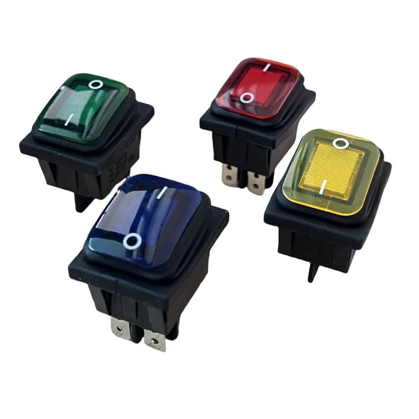 Imagen 4: 1 interruptor basculante resistente al agua 12V LED rojo 220V luz iluminada 16A 250VAC KCD4-201 interruptor DPST de 4 pines