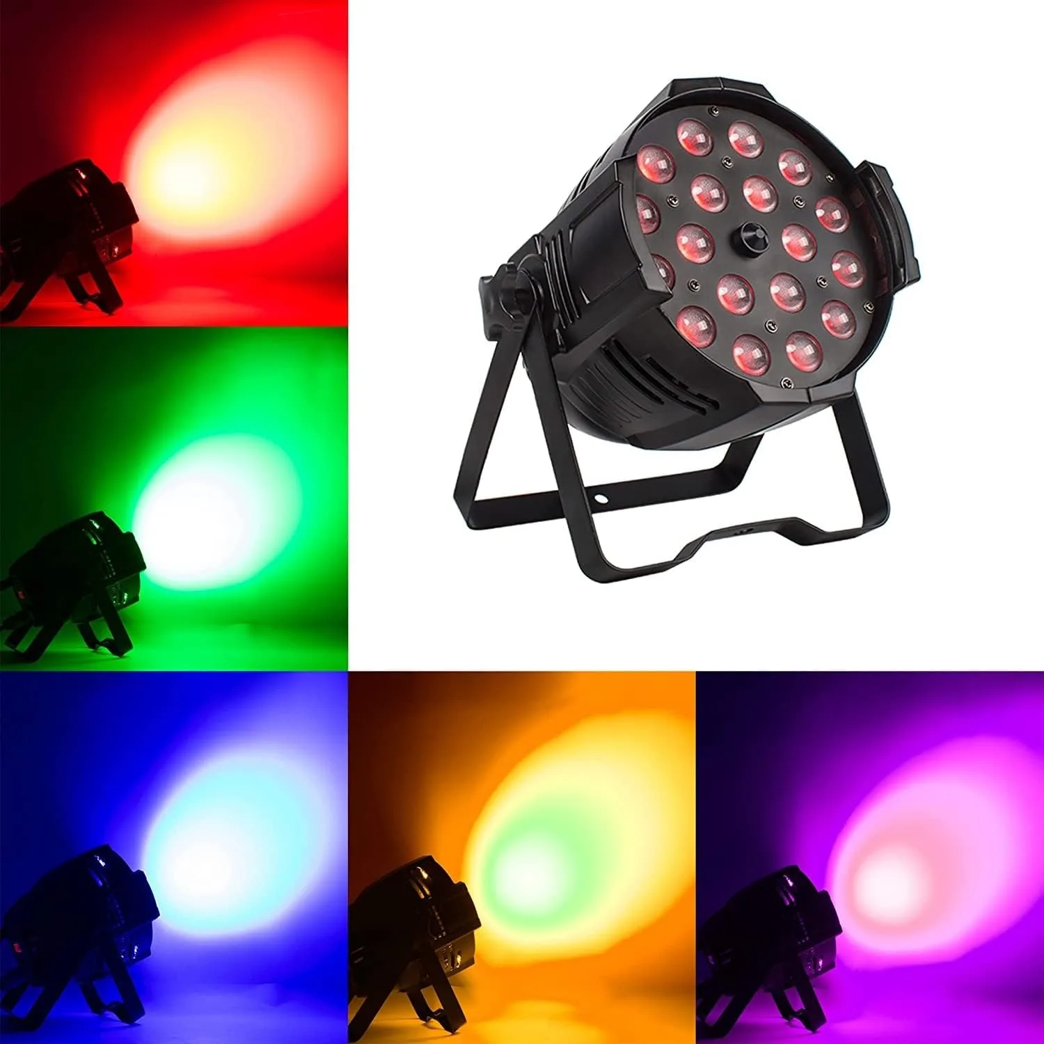 LED Par Lights 18x18W RGBWAP 6IN1 Stage Lighting, 14-45° Zoom Wash Strobe Beam DJ Uplights, DMX512 RDM Sound Activated Party Lig