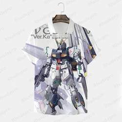 Camiseta Gundam de manga curta masculina, camisa extragrande, estilo Harajuku, tendência casual, alta qualidade, modelo, verão, novo, 2024