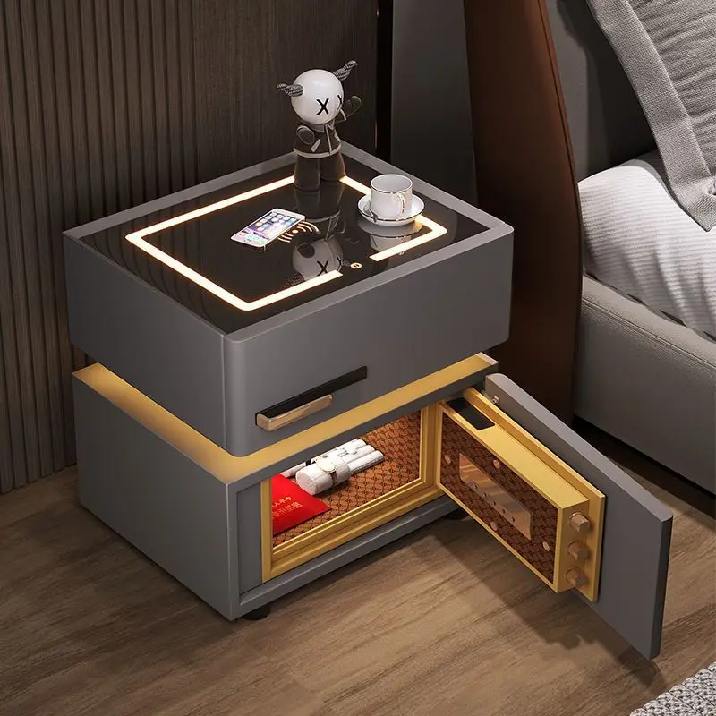 Safe integrated household bedside table Safe smart bedroom storage multi-function wireless charging