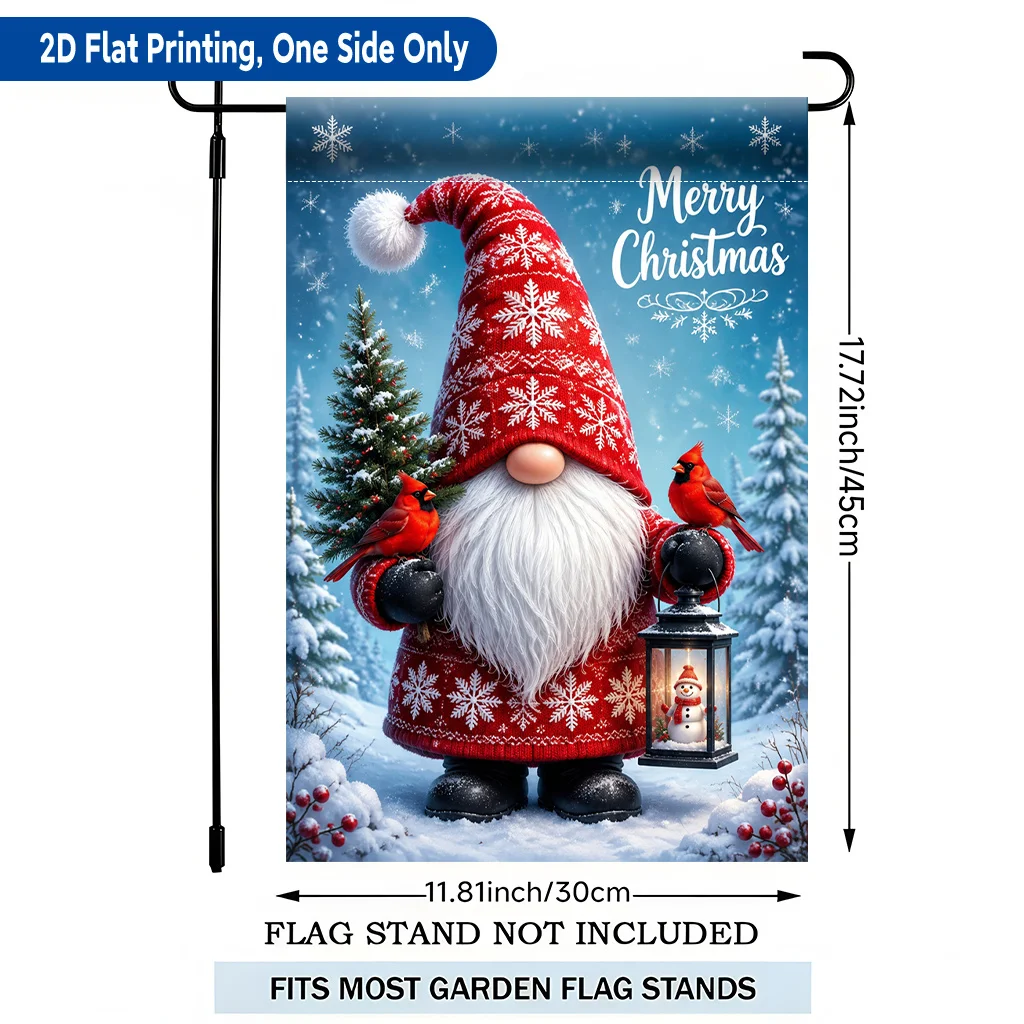 2D Flat Garden Flag 1 Piece, Christmas Scene Cute Ornament Single-Sided Printed Garden Flag, Polyester Material