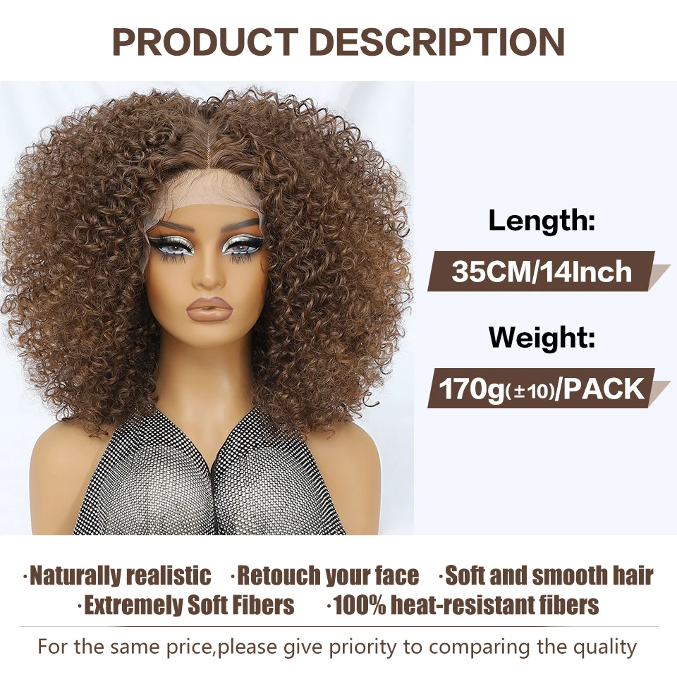الاصطناعية قصيرة الأفرو غريب مجعد الدانتيل الباروكة للنساء 14 بوصة T جزء الدانتيل الجبهة الباروكات مع شعر الطفل 13x5 عالية الجودة الباروكات الأمريكية