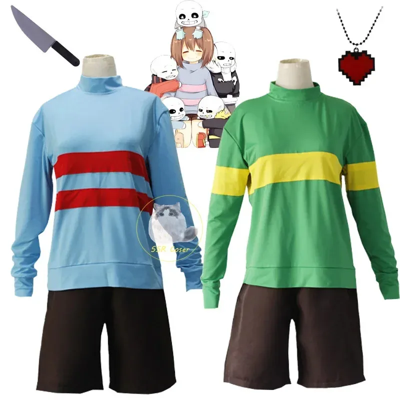 أنيمي لعبة Undertale فريسك شارا تأثيري حلي Andertail بلوزات عالية الياقة طويلة الأكمام الملابس السراويل سكين قلادة