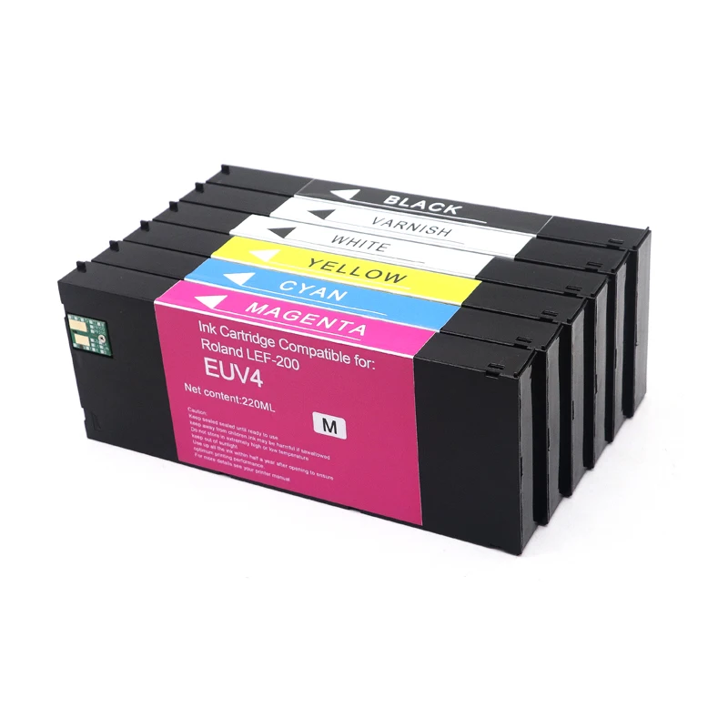 220ML UV Ink ECO-UV EUV EUV2 EUV3 EUV4 EUV5 UV Ink cartridge For Roland LEF-20 LEF-10 LEF-12 LEF-300 LEC-330 LEC-300 LEC540 chip