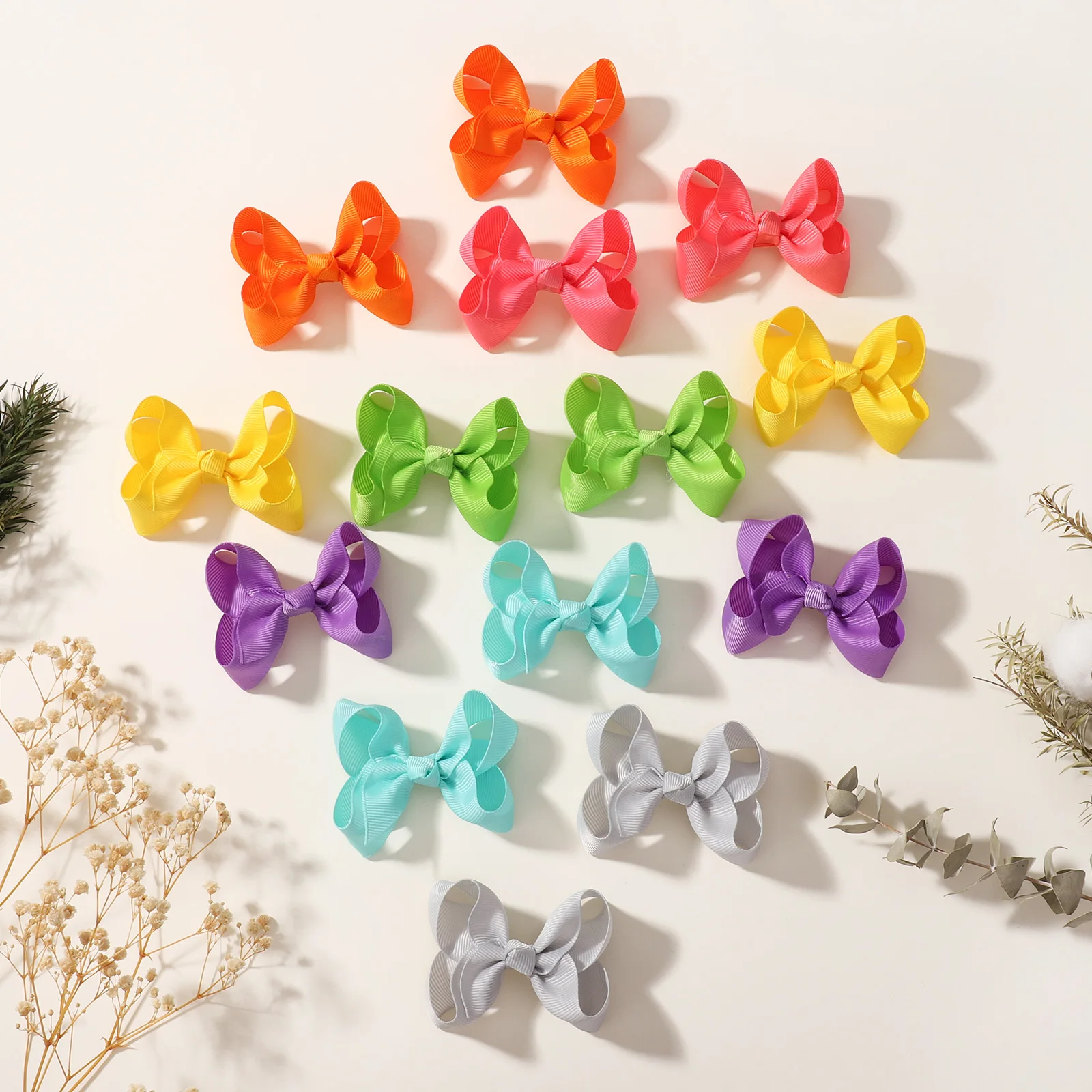 BABY BOWS 20/30Pcs 3inch Girls Hair Bows Clips Gift Set Solid Ribbon Toddler Hair Bowknot Hairpin Wholesales Toddler Headgripes