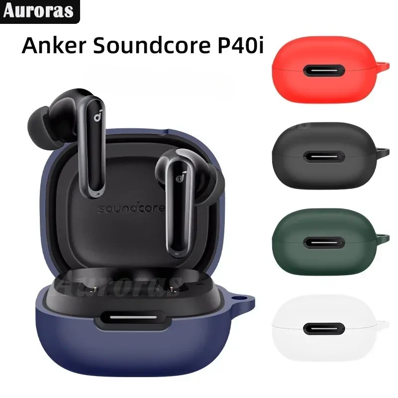 Auroras for Anker Soundcore P40iFull Cover Solid Color Earphone Case Shockproof Silicone Headphone Cover Anker Soundcore P40i