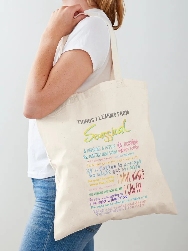 

Things I Learned from Seussical Tote Bag tote bag men's Fabric bag cute pouch custom fabric