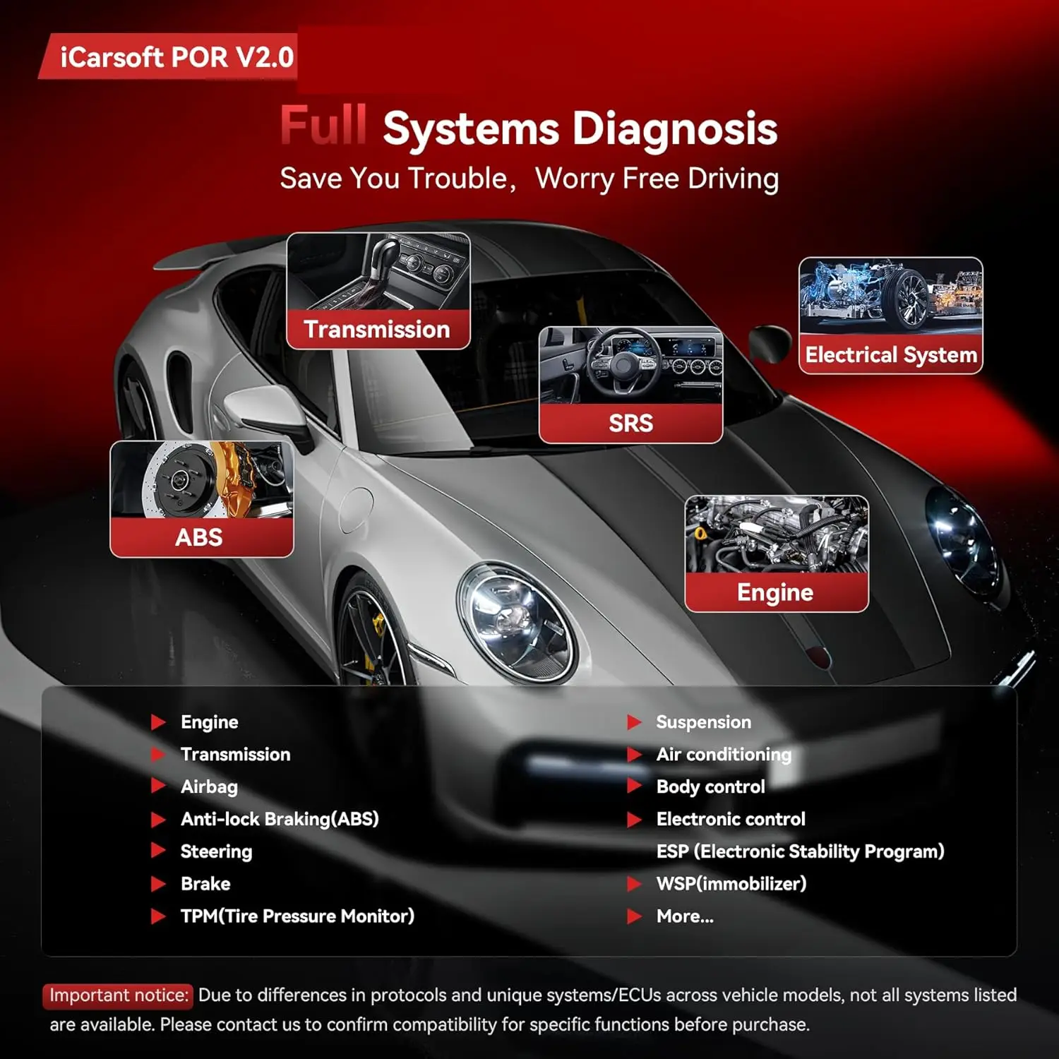 الماسح الضوئي obd2 لبورشه كايين V2.0، جميع أنظمة المسح الضوئي، إعادة ضبط الزيت، اختبار البطارية #3