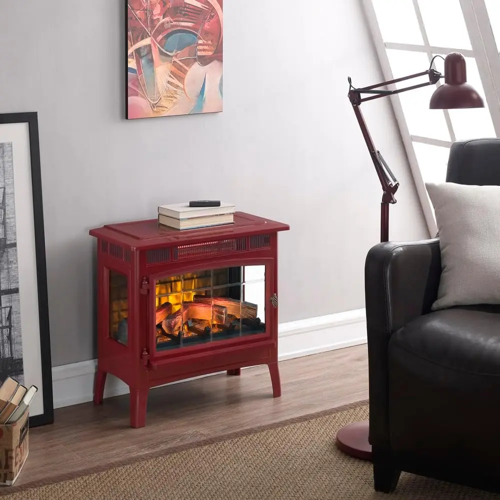 Freestanding Electric Fireplace Stove Heater with 3D Flame