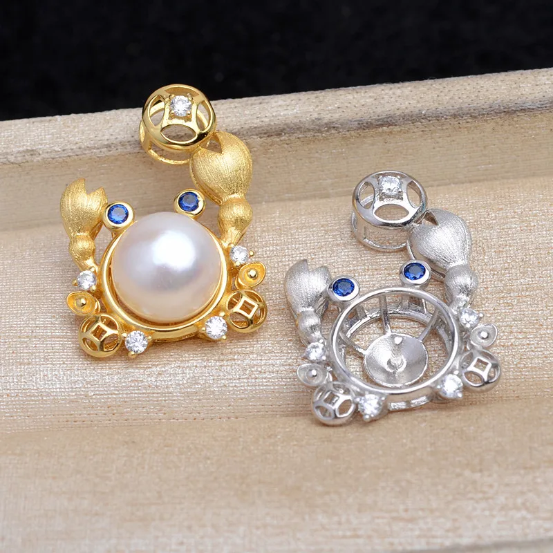 

Wholesale Crab 925 Sterling Silver Pendant Mounts Base Findings Settings Mountings Jewelry Fittings for 9-10mm Pearls 3pcs/lot