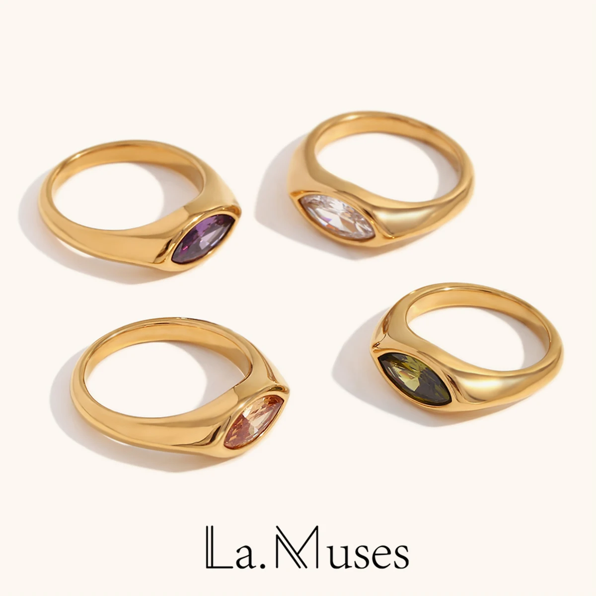 New 316L Stainless Steel Rings for Women Gold Color Never Fade Luxury Classic Zircon Rings Wedding couple rings Jewelry