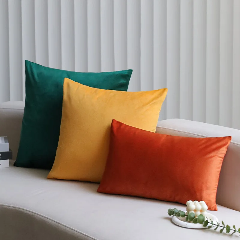 Oversized Velvet Cushion Covers 60x60cm 50x50cm 45x45cm 30x50cm Candy Color Sofa Pillowcases for Living Room Christmas Gift