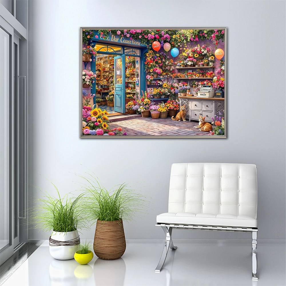 Momoart Diamond Embroidery Flower Shop Mosaic Acrylic Craft Supplies Diamond Painting Landscape New Arrival DIY Holiday Gifts view 3